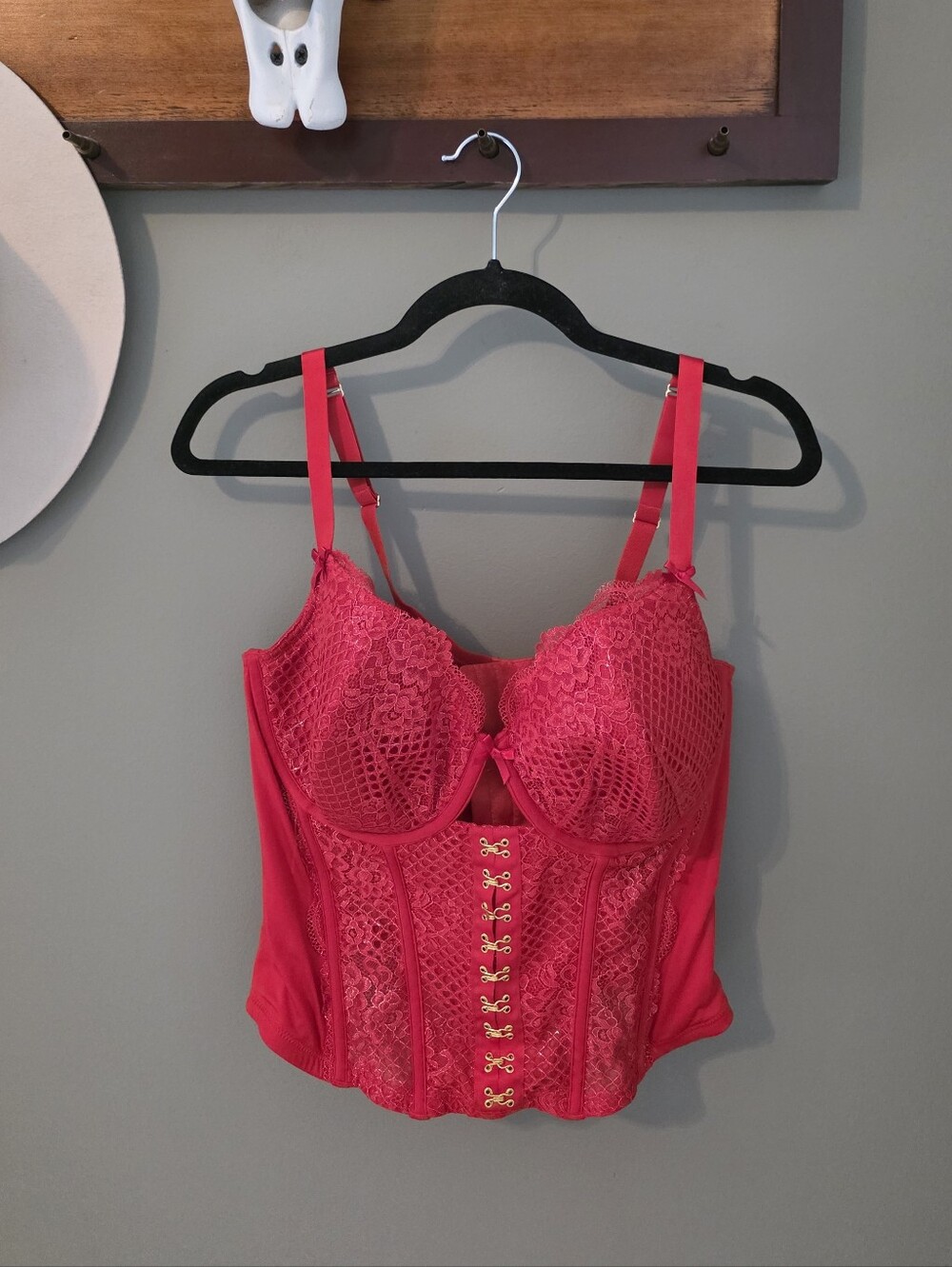 Cacique Red Lace Corset Bustier 40DD